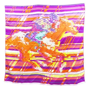 HERMES Photo Finish Hermes Scarf Silk Orange Pink 90*90 - Picture 1 of 3