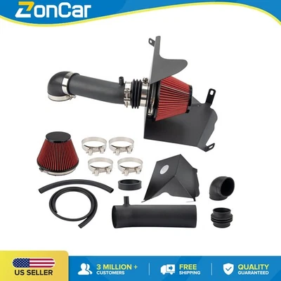 Kit de admisión de aire frío rojo de 3" con protector térmico para Jeep Cherokee 1991 1992-2001 Foto 1 de 4