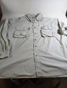 Sports Afield Shirt Mens 2XL Beige Vented Roll Tab Long Sleeve Outdoor Camping - Picture 1 of 22