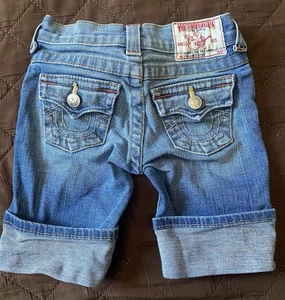 Girl's TRUE RELIGION Sophie CROP CAPRI Medium Wash Cotton Jeans Size 4 - Picture 1 of 7
