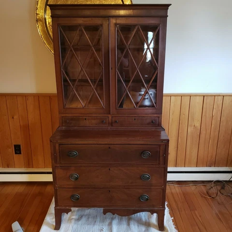 American Federal Inlaid Secretary Desk H68.5,W34.75,D18 Cover