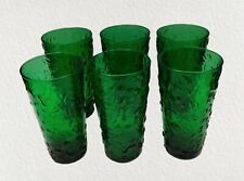 Vtg Anchor Hocking  Milano Forest Green Tumbler Drinking  Glasses 5 1/2"