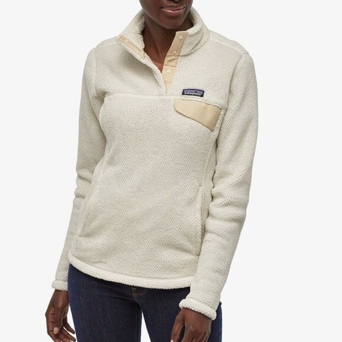 PATAGONIA OFF WHITE POLARTEC MAGLIONE PILE PROFESSIONALE TERMICO 1 4 SNAP DONNA MEDIO