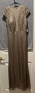 Neu mit Etikett Marina Gold Pailletten Kleid formell Hochzeit ärmellos Größe 10 - Bild 1 von 6