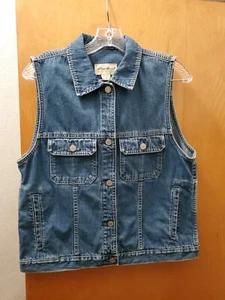 Eddie Bauer Size: Med Womans Denim Vest Button Front EUC - Picture 1 of 5