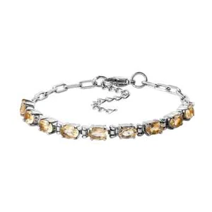BEAUTIFUL!!  3.90ctw Citrine Paperclip Bracelet in Stainless Steel 6.50" - Picture 1 of 5
