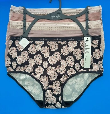 NWT 5 pk Nicole Miller Size L,XL,1X,2X Soft Full Briefs Panties Beige Black - Image 1 of 3