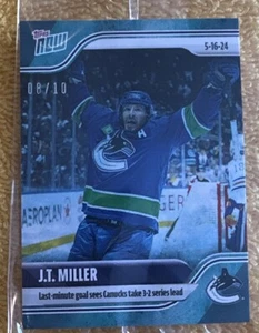 2023-24 NHL TOPPS NOW® Sticker #201 🏒 J.T. Miller 🏒 Canucks BLUE 🧊 ICE 08/10 - Picture 1 of 8