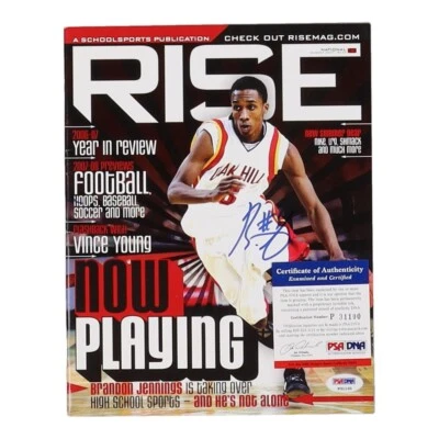 Brandon Jennings Autographed Rise Magazine PSA DNA COA Oak Hill Star! - Image 1 of 2