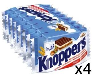 4x Knoppers Milk Hazelnut Snack Crispy Wafers 8 Pack Biscuit - Bild 1 von 5