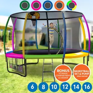 Trampoline 6/8/10ft/12/14 16ft Basketball Set Spring Mat Net Safety Pad Round - Picture 1 of 9