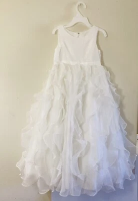 Vestido David’s Bridal Blanco Sin Mangas Volantes Flor Niña’s H1281-Talla 4 Foto 1 de 3