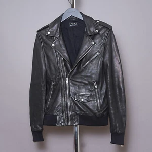 THE KOOPLES Leather Jacket SMALL Mens Black Biker Bomber Moto Rock Paris Grail S - Picture 1 of 24