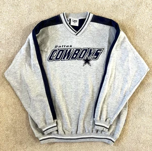 Vintage 90's Lee Sport - DALLAS COWBOYS - XL Men's Gray V-Neck Sweatshirt - NICE - Picture 1 of 8
