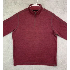 Eddie Bauer Pullover Sweater Adult Large Maroon Quarter Zip Sweatshirt Logo Mens - Picture 1 of 7