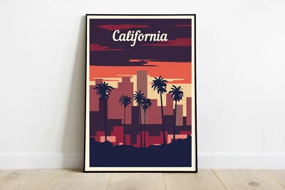 California travel poster, California retro wall print, vintage USA travel print  - Image 1 of 4