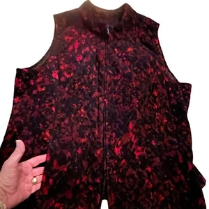 Basic Editions Quilted Vest Sleeveless Full Zip Corduroy Red Black 2X pockets - Picture 1 of 10