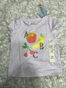 Cat & jack Toddler Girls' T shirt Short sleeve Graphic Glitter Fruit Size 12M - Picture 1 of 6