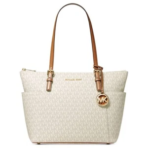 Michael Kors Jet Set Women's Handbags Vanilla / Acorn Shoulder Tote Bag NWT - Picture 1 of 3