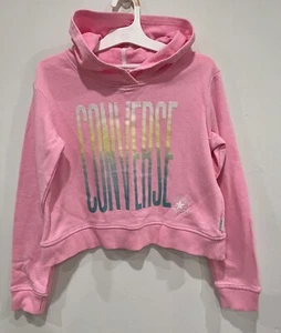 CONVERSE BIG GIRLS  CROPPED HOODED SWEATSHIRT PULLOVER SIZE L 12-13 YRS - Picture 1 of 9