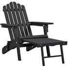 Folding Adirondack Chair, Chair With Adjustable Backrest And Ottoman For Garden