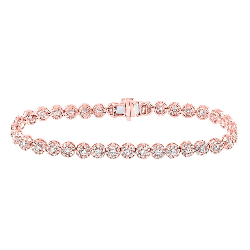 Brazalete de tenis de diamantes redondos de oro rosa de 14kt para mujer de 3 quilates Foto 1 de 1