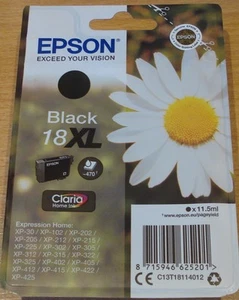 GENUINE EPSON 18XL Black cartridge ORIGINAL T1811 DAISY 18 XL vacuum sealed ink - Picture 1 of 5