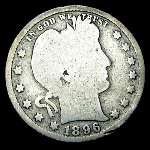 1896-S Barber Quarter Silver  ---- Nice Condition US Key Date Coin ---- #Y053 Cover