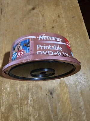 Memorex MRX DVD+R DL Rohlinge Printable 8,5GB 2.4X 25 Packung Cakebox - Bild 1 von 2