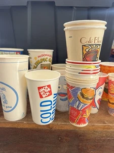 McDonald's Vintage LoWaxed Paper Cups Burger King And More Over 30 Cups - Picture 1 of 11