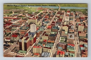 Omaha NE-Nebraska, Skyline View Business District Vintage Souvenir Postcard - Picture 1 of 2