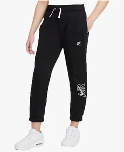 Nike Girl's NSW Air Pants Little/Big Kids Black/White Logo Large New - Picture 1 of 6