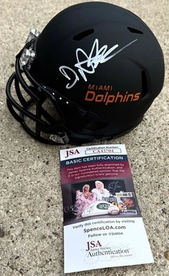 Mini Casco Firmado por Devon Achane Certificado de Autenticidad JSA Miami Dolphins Negro Mate Foto 1 de 4