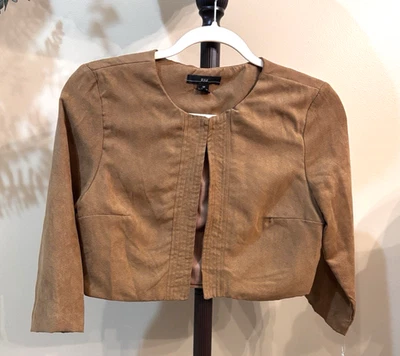 R & K Cropped Soft Suede feel Brown  Lined Jacket Size 2P Petite NEW NWT - Image 1 of 4