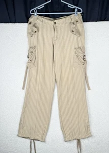 DA-NANG Pantalone Cargo a Righe Marrone Beige - Donna 32"x31" - Foto 1 di 19
