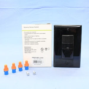 Cooper VSW-P-0801-120-B Black Manual Passive Infrared Vacancy Sensor 600W PIR - Picture 1 of 6