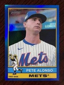 2025 Topps Heritage Pete Alonso Blue Chrome Refractor #/150 SP New York Mets 374 - Picture 1 of 1