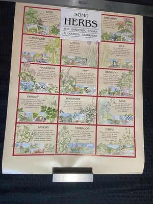 Vintage "Some Herbs For The Gardening Cooks & Cooking Gardeners" Poster 18x24  - Image 1 of 4