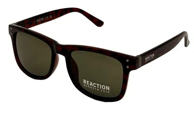 Gafas de sol Kenneth Cole Reaction para hombre Dark Havana rectangulares, lentes verdes KC1401 52N Foto 1 de 4