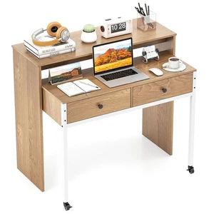 Extendable Computer Desk Console Table Writing Study Workstation Drawer & Wheels - Picture 1 of 8