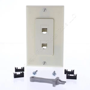 2 Leviton Almond Quickport 6-Wire Phone Voice Jacks Modular Telephone 41666-A - Picture 1 of 9