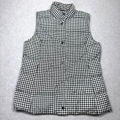 Женский жилет J Jill небольшого размера пуховик жилет черный белый имбирь клетчатый теплый - Изображение 1 из 4