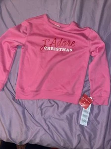 Wondershop Girls J'Adore Christmas Sweatshirt - Pink. Size M(8) NWT - Picture 1 of 2