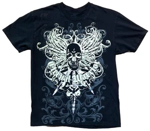 Skull Swords Artwork Design Silver Gothic Ink Inc. T-shirt Size Medium Black - Picture 1 of 6