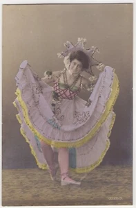 PRETTY DANCER : COSTUMED : RISQUE : LIFTING DRESS : GLITTER : GERMAN RPPC :c1906 - Picture 1 of 3