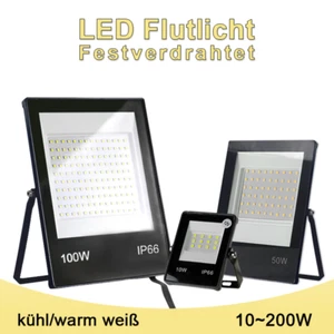 LED Flutlichtstrahler 10W 30W 50W 100W 200W Festverdrahtet IP66 Außen Fluter - Bild 1 von 23