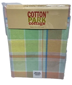 Cotton Park Cottage All Cotton 52" X 52" Sherbert Plaid Tablecloth - Picture 1 of 4
