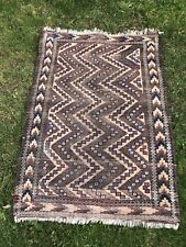 small antique oriental hand knotted rug worn distressed 