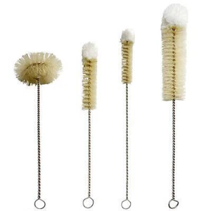 Stainless Steel Soda Bottle Cleaning Brush Set in Natural Boar Bristle Flexible - Picture 1 of 10