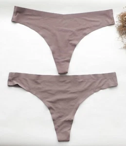 2PCS Women Sexy Thongs Solid Smooth T-back Underwear Seamless G-string Panties L - Picture 1 of 9